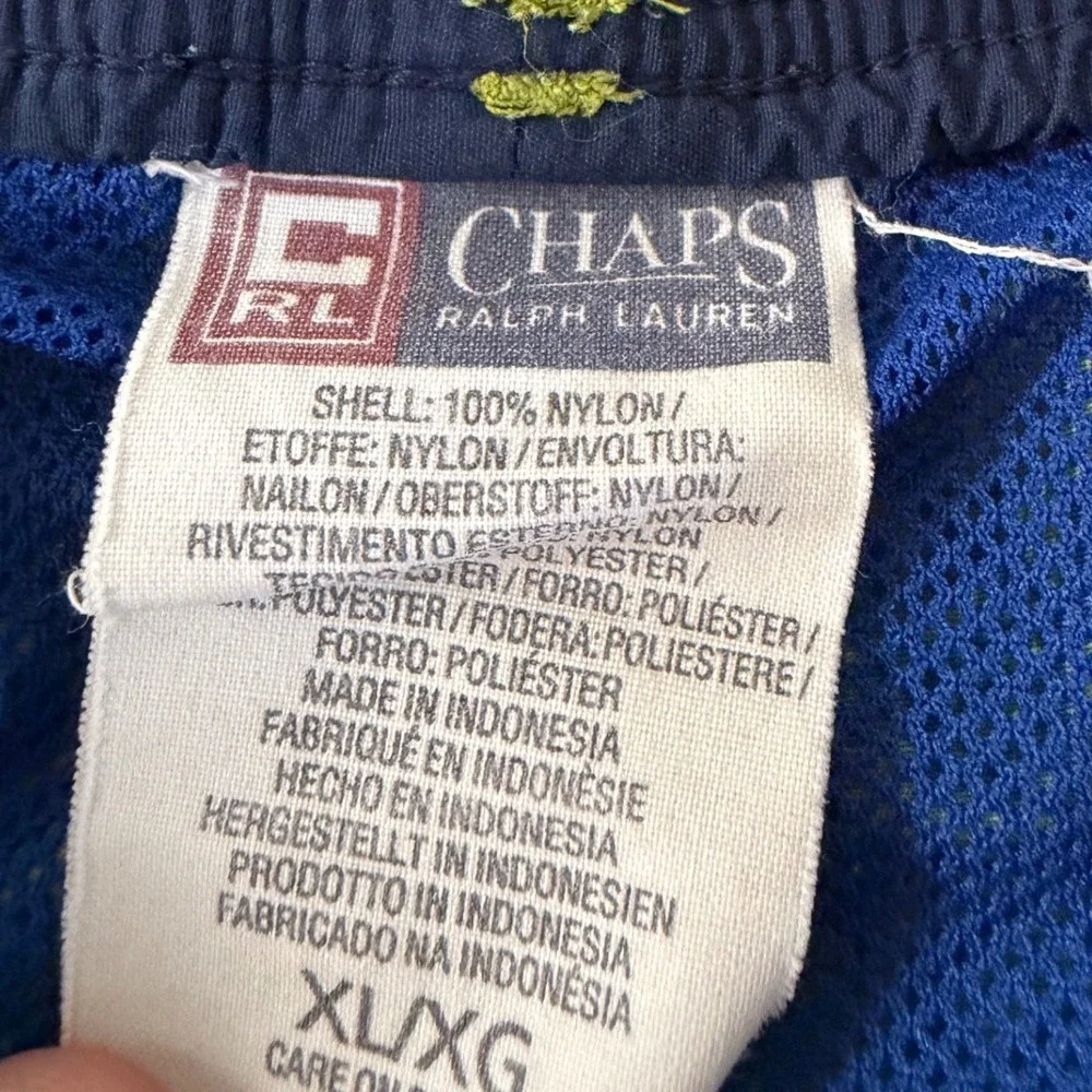 Vintage Chaps Ralph Lauren Mens Swim Trunks Lime Green Blue XL